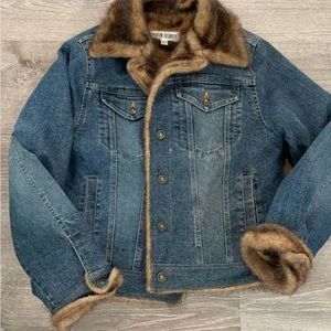 Beautiful Marvin Richards fur denim jacket: medium